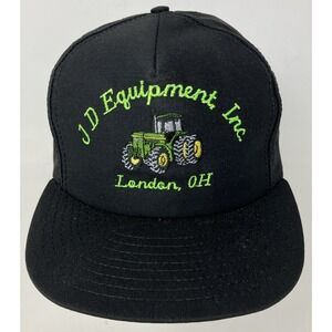 Vintage John Deere JD Equipment Inc London Ohio Embroidered Tractor Snapback Hat